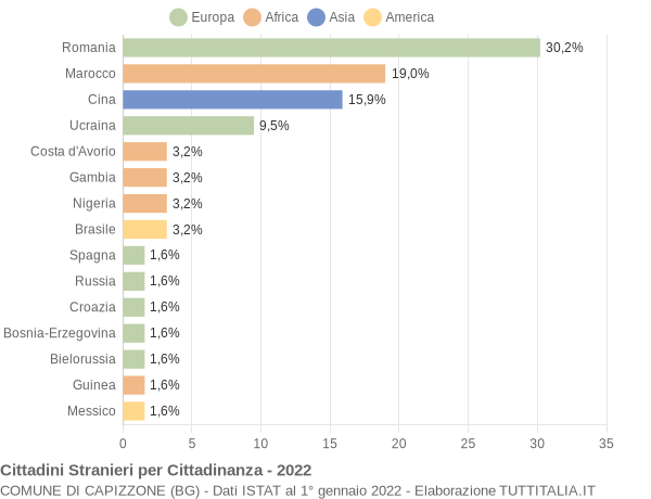 Grafico cittadinanza stranieri - Capizzone 2022