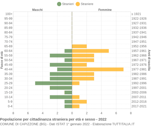 Grafico cittadini stranieri - Capizzone 2022