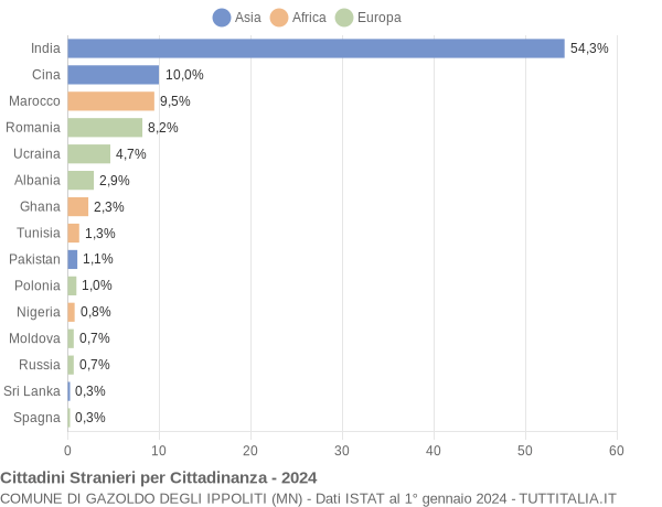 Grafico cittadinanza stranieri - Gazoldo degli Ippoliti 2024