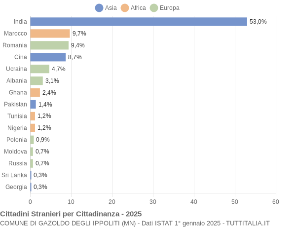 Grafico cittadinanza stranieri - Gazoldo degli Ippoliti 2025