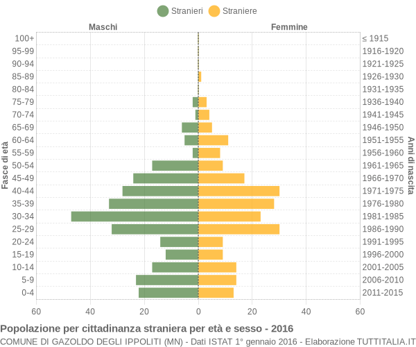 Grafico cittadini stranieri - Gazoldo degli Ippoliti 2016