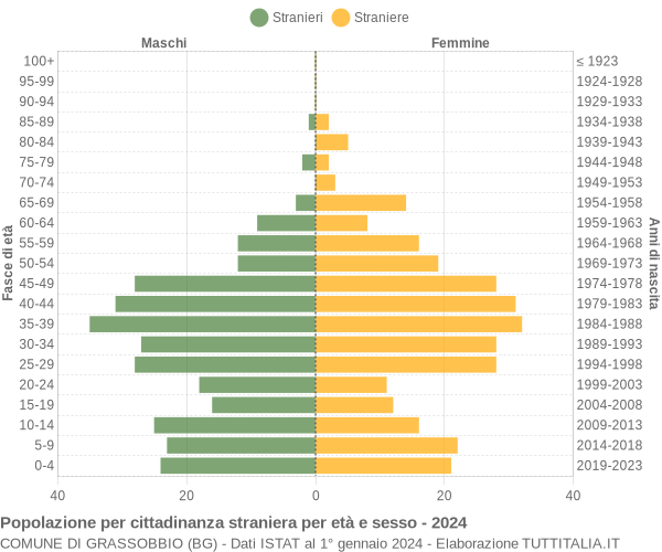 Grafico cittadini stranieri - Grassobbio 2024