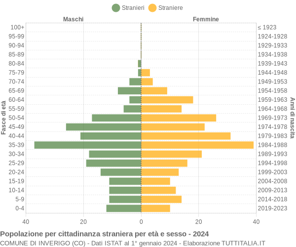 Grafico cittadini stranieri - Inverigo 2024