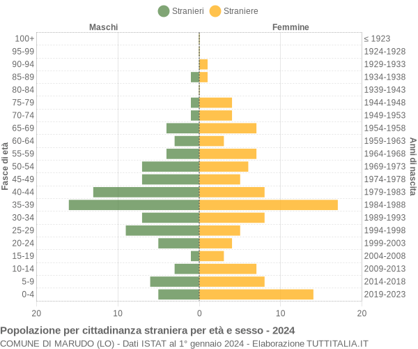 Grafico cittadini stranieri - Marudo 2024