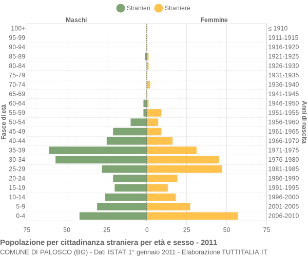 Grafico cittadini stranieri - Palosco 2011