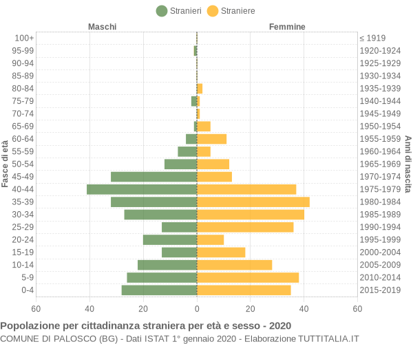 Grafico cittadini stranieri - Palosco 2020