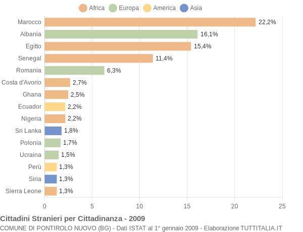 Grafico cittadinanza stranieri - Pontirolo Nuovo 2009