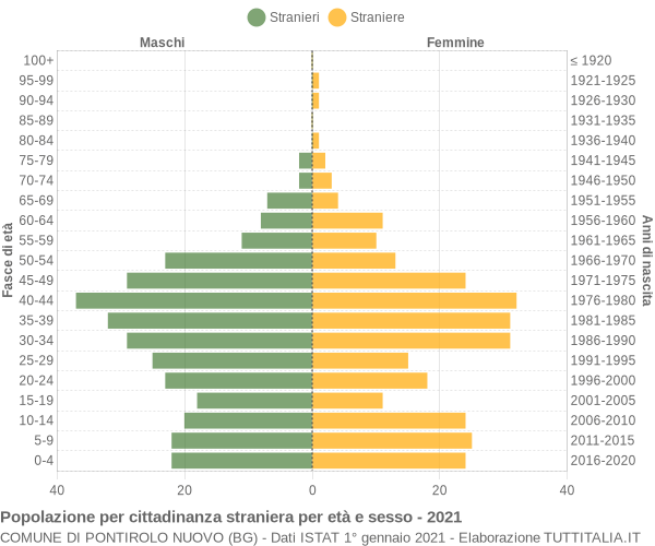 Grafico cittadini stranieri - Pontirolo Nuovo 2021