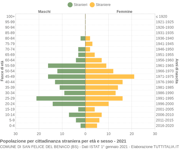 Grafico cittadini stranieri - San Felice del Benaco 2021