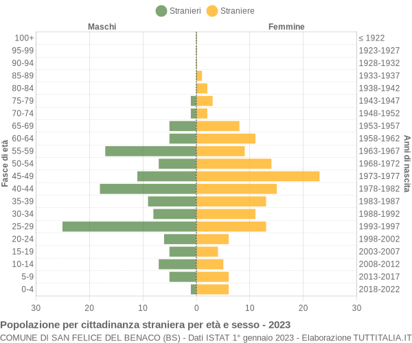 Grafico cittadini stranieri - San Felice del Benaco 2023