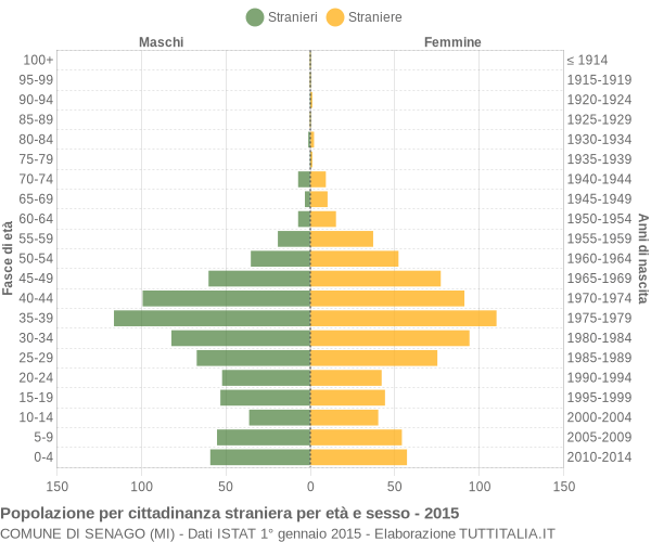 Grafico cittadini stranieri - Senago 2015