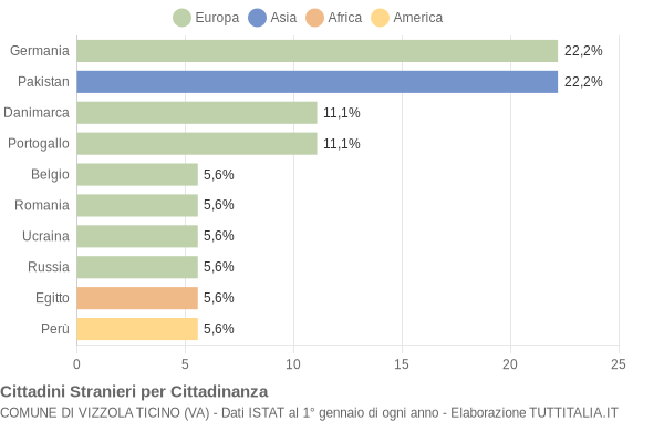 Grafico cittadinanza stranieri - Vizzola Ticino 2008