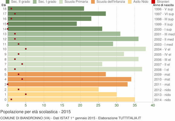Grafico Popolazione in età scolastica - Biandronno 2015