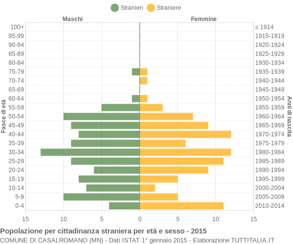 Grafico cittadini stranieri - Casalromano 2015