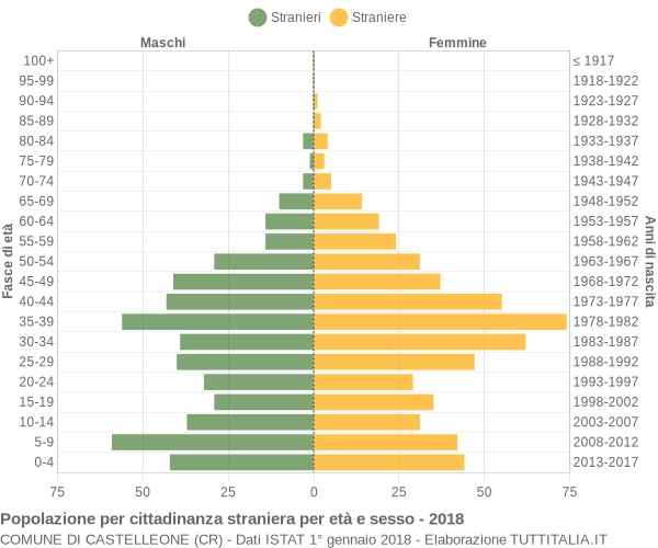 Grafico cittadini stranieri - Castelleone 2018