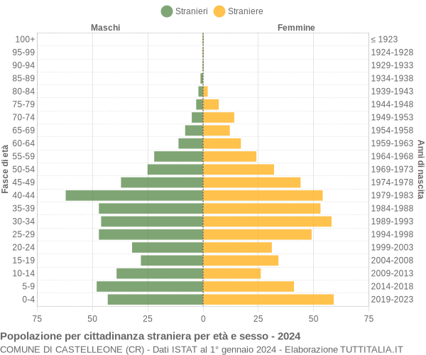 Grafico cittadini stranieri - Castelleone 2024