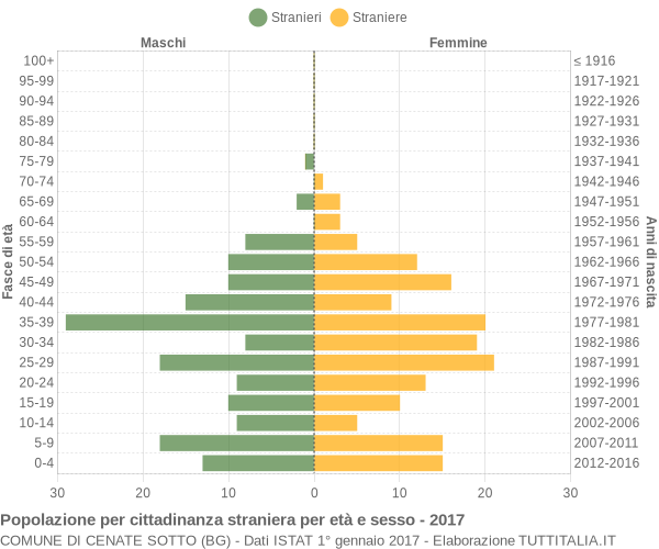 Grafico cittadini stranieri - Cenate Sotto 2017