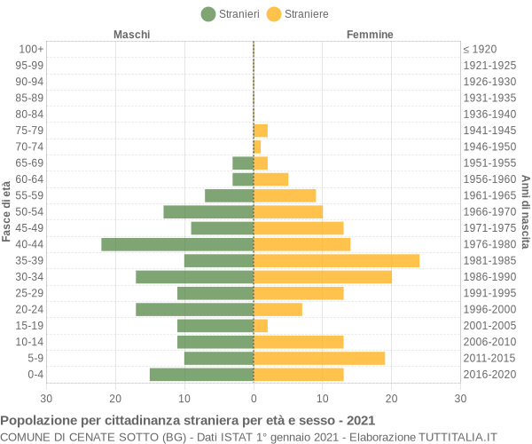 Grafico cittadini stranieri - Cenate Sotto 2021