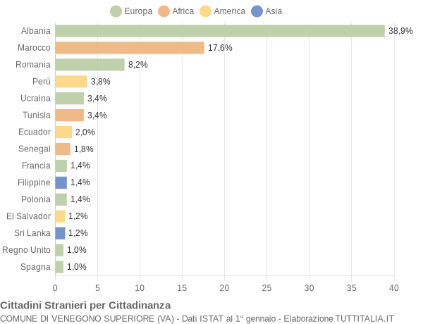 Grafico cittadinanza stranieri - Venegono Superiore 2010