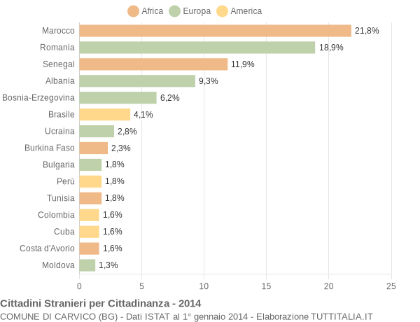 Grafico cittadinanza stranieri - Carvico 2014