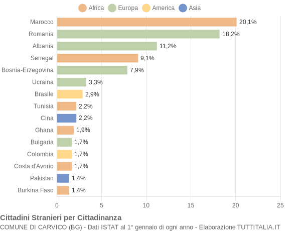 Grafico cittadinanza stranieri - Carvico 2020