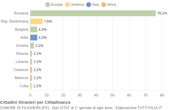 Grafico cittadinanza stranieri - Filighera 2010