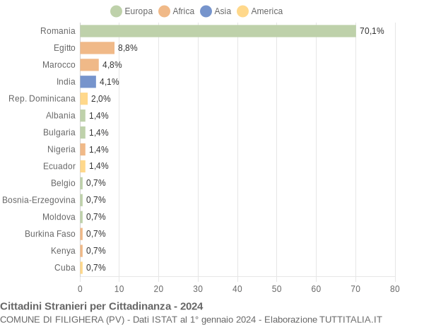 Grafico cittadinanza stranieri - Filighera 2024