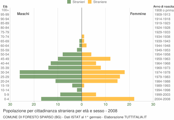 Grafico cittadini stranieri - Foresto Sparso 2008