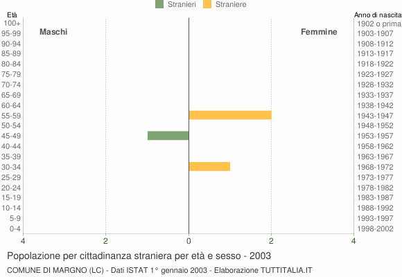 Grafico cittadini stranieri - Margno 2003