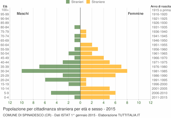 Grafico cittadini stranieri - Spinadesco 2015