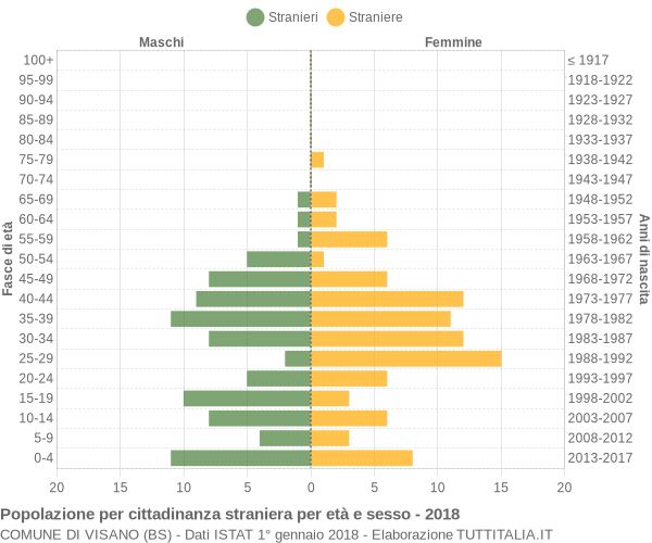 Grafico cittadini stranieri - Visano 2018