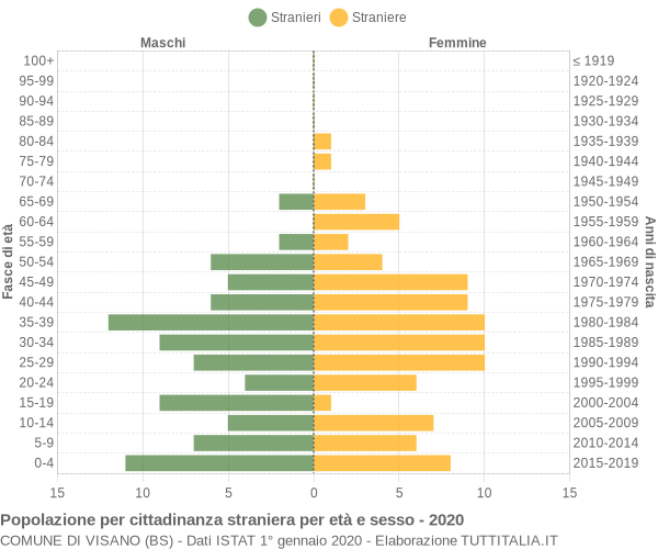 Grafico cittadini stranieri - Visano 2020