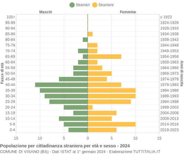 Grafico cittadini stranieri - Visano 2024