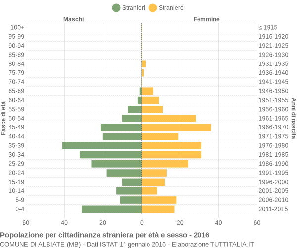 Grafico cittadini stranieri - Albiate 2016