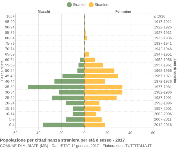 Grafico cittadini stranieri - Albiate 2017