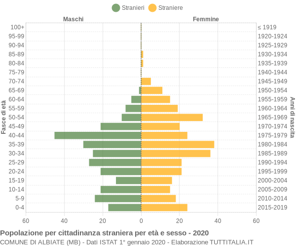 Grafico cittadini stranieri - Albiate 2020