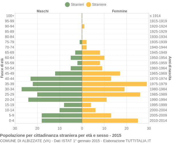 Grafico cittadini stranieri - Albizzate 2015