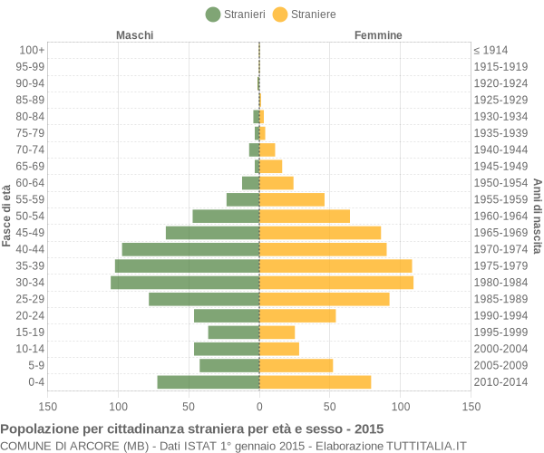 Grafico cittadini stranieri - Arcore 2015