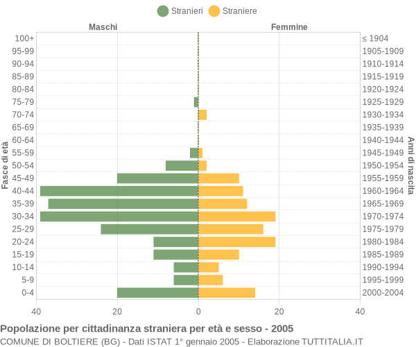 Grafico cittadini stranieri - Boltiere 2005