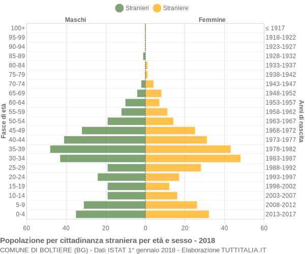 Grafico cittadini stranieri - Boltiere 2018