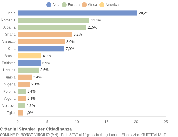 Grafico cittadinanza stranieri - Borgo Virgilio 2015