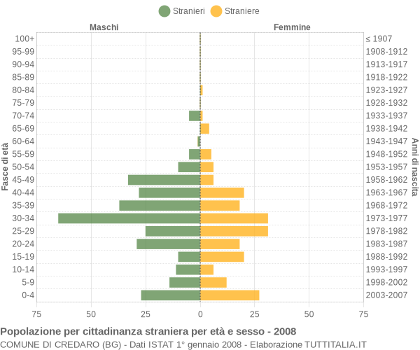 Grafico cittadini stranieri - Credaro 2008