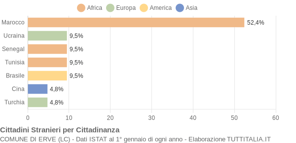 Grafico cittadinanza stranieri - Erve 2006