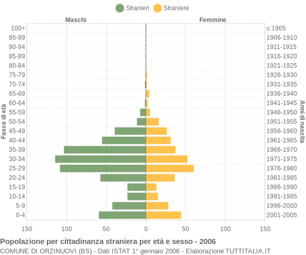 Grafico cittadini stranieri - Orzinuovi 2006