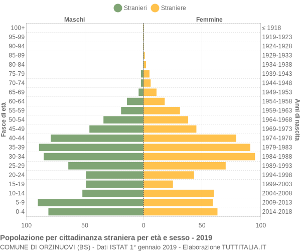 Grafico cittadini stranieri - Orzinuovi 2019