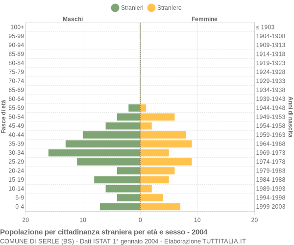Grafico cittadini stranieri - Serle 2004
