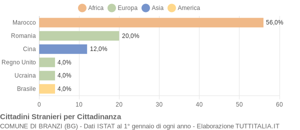 Grafico cittadinanza stranieri - Branzi 2007