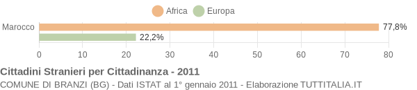 Grafico cittadinanza stranieri - Branzi 2011