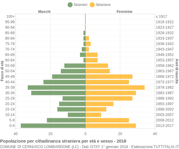 Grafico cittadini stranieri - Cernusco Lombardone 2018