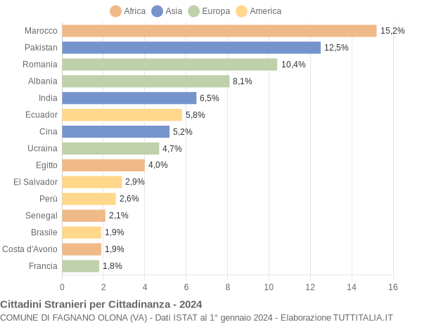 Grafico cittadinanza stranieri - Fagnano Olona 2024